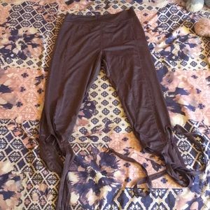 Purple lace up ankle leggings